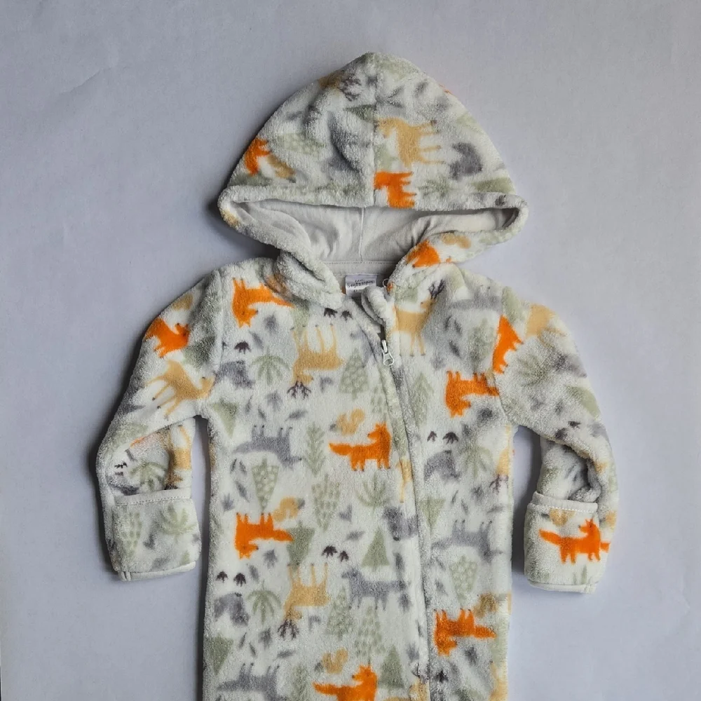 Little Beginnings 6-9mo Soft, Cozy Forest Fox Fleece Hooded Baby Bunting, Pram